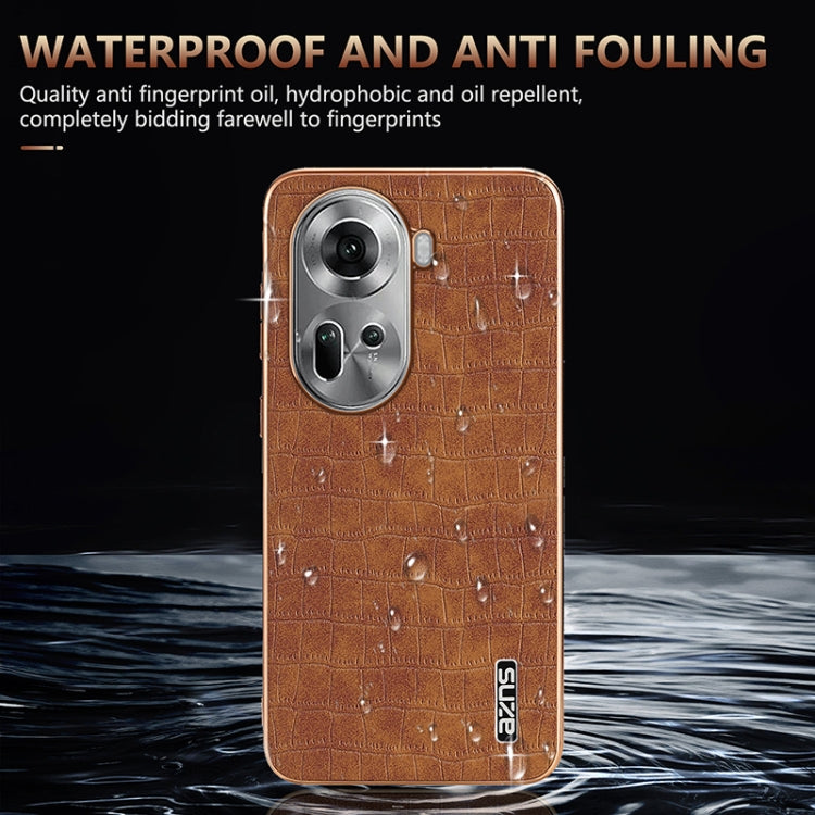 For OPPO Reno11 Global AZNS Electroplated Frame Crocodile Texture Full Coverage Phone Case(Green) - Reno11 Cases by AZNS | Online Shopping South Africa | PMC Jewellery | Buy Now Pay Later Mobicred