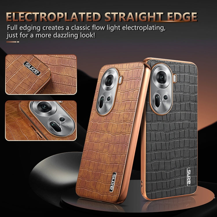 For OPPO Reno11 Global AZNS Electroplated Frame Crocodile Texture Full Coverage Phone Case(White) - OPPO Cases by AZNS | Online Shopping South Africa | PMC Jewellery | Buy Now Pay Later Mobicred