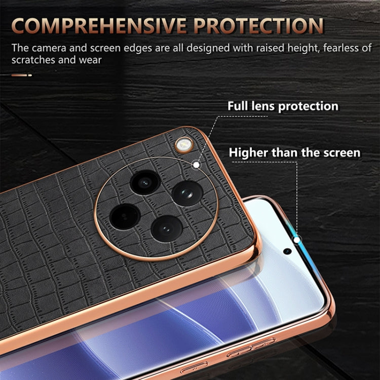 For OPPO Find X8 AZNS Electroplated Frame Crocodile Texture Full Coverage Phone Case(Brown) - Find X8 Cases by AZNS | Online Shopping South Africa | PMC Jewellery | Buy Now Pay Later Mobicred