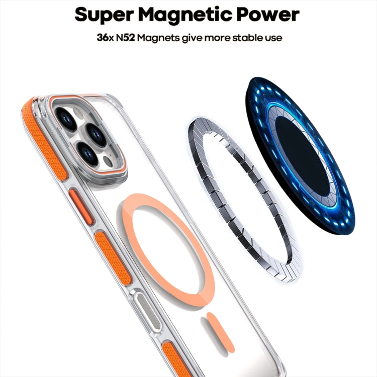 For iPhone 16 Pro Max Dual-Color Clear Acrylic Hybrid TPU Lens Flip Holder MagSafe Phone Case(Orange) - iPhone 16 Pro Max Cases by PMC Jewellery | Online Shopping South Africa | PMC Jewellery | Buy Now Pay Later Mobicred