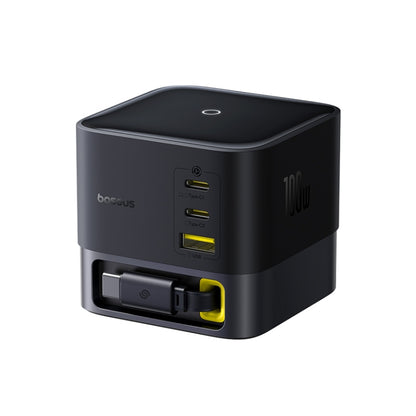 Baseus Super GaN 100W USB-C / Type-C Retractable Cable Desktop Charger, Specification:EU Plug(Black) - Multifunction Charger by Baseus | Online Shopping South Africa | PMC Jewellery | Buy Now Pay Later Mobicred