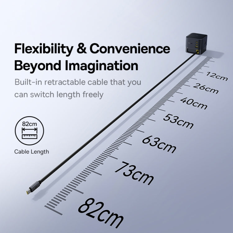 Baseus Super GaN 100W USB-C / Type-C Retractable Cable Desktop Charger, Specification:EU Plug(Black) - Multifunction Charger by Baseus | Online Shopping South Africa | PMC Jewellery | Buy Now Pay Later Mobicred