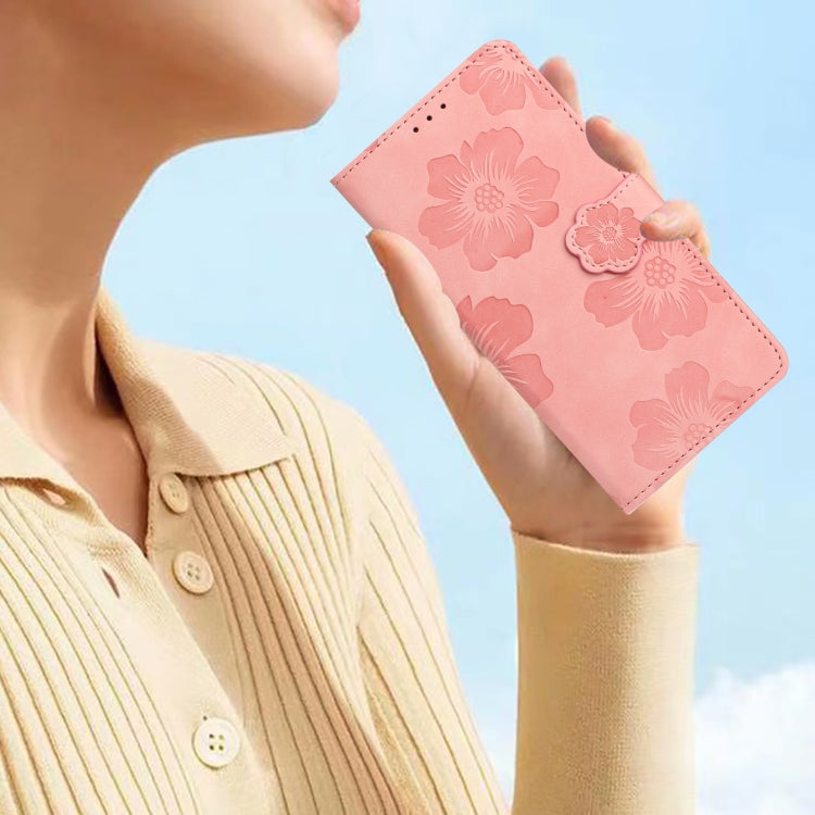 For Samsung Galaxy S25 5G Flower Embossing Pattern Leather Phone Case(Pink) - Galaxy S25 5G Cases by PMC Jewellery | Online Shopping South Africa | PMC Jewellery | Buy Now Pay Later Mobicred