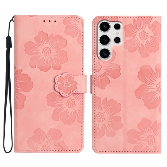 For Samsung Galaxy S25 Ultra 5G Flower Embossing Pattern Leather Phone Case(Pink) - Galaxy S25 Ultra 5G Cases by PMC Jewellery | Online Shopping South Africa | PMC Jewellery | Buy Now Pay Later Mobicred