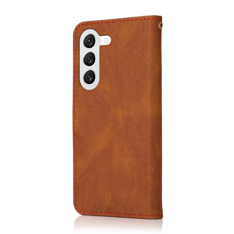 For Samsung Galaxy S25 5G Dual-color Stitching Leather Phone Case(Brown Red) - Galaxy S25 5G Cases by PMC Jewellery | Online Shopping South Africa | PMC Jewellery | Buy Now Pay Later Mobicred