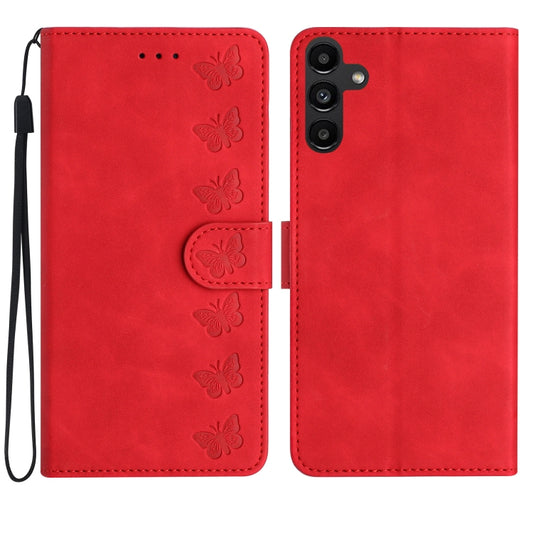 For Samsung Galaxy S25+ 5G Seven Butterflies Embossed Leather Phone Case(Red) - Galaxy S25+ 5G Cases by PMC Jewellery | Online Shopping South Africa | PMC Jewellery | Buy Now Pay Later Mobicred