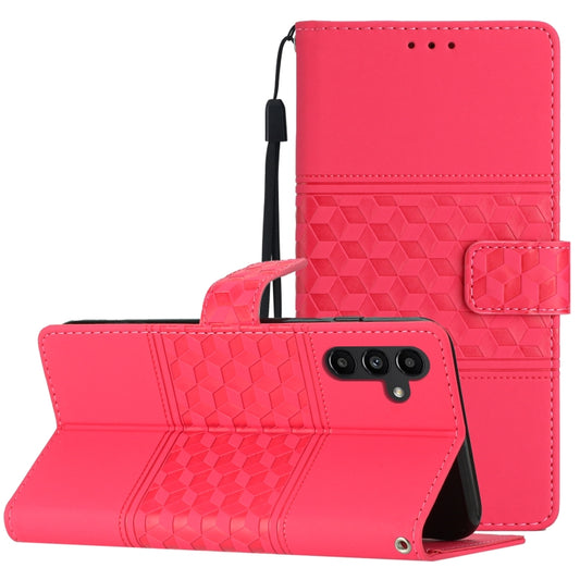 For Samsung Galaxy S25 5G Diamond Embossed Skin Feel Leather Phone Case(Red) - Galaxy S25 5G Cases by PMC Jewellery | Online Shopping South Africa | PMC Jewellery | Buy Now Pay Later Mobicred