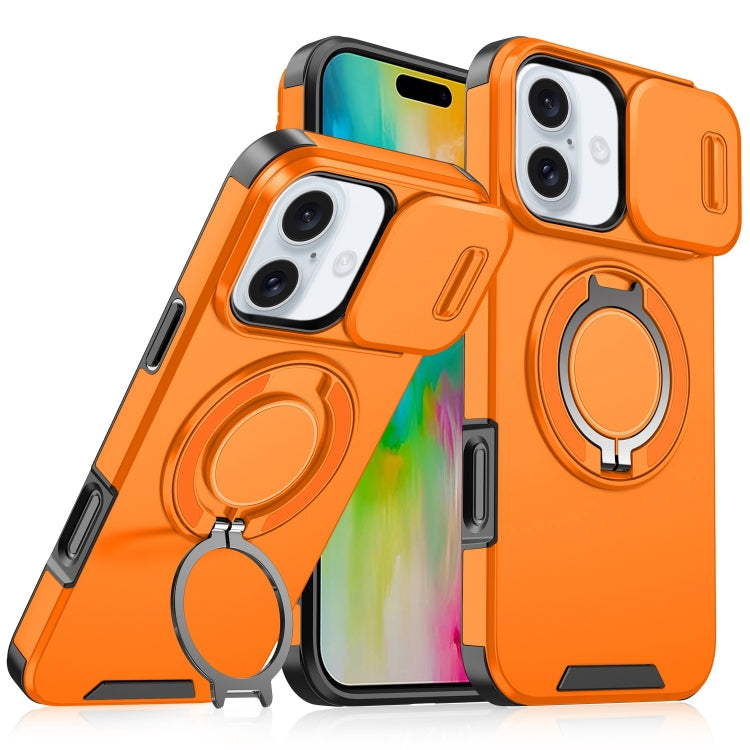 For iPhone 16 Sliding Camshield Ring Holder Phone Case(Orange) - iPhone 16 Cases by PMC TechLife | Online Shopping South Africa | PMC TechLife | Buy Now Pay Later Mobicred