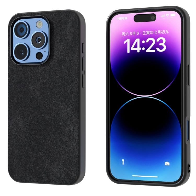 For iPhone 16 Pro Black Frame PU Leather Full Coverage Phone Case(Black) - iPhone 16 Pro Cases by PMC TechLife | Online Shopping South Africa | PMC TechLife | Buy Now Pay Later Mobicred