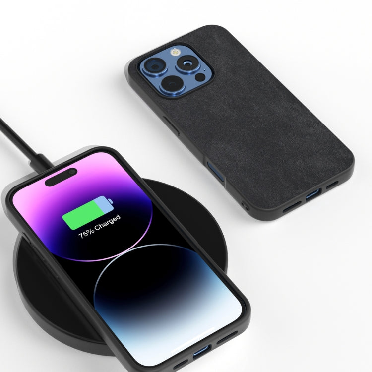 For iPhone 16 Pro Black Frame PU Leather Full Coverage Phone Case(Black) - iPhone 16 Pro Cases by PMC TechLife | Online Shopping South Africa | PMC TechLife | Buy Now Pay Later Mobicred
