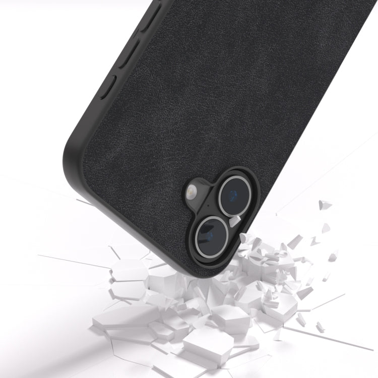 For iPhone 16 Black Frame PU Leather Full Coverage Phone Case(Black) - iPhone 16 Cases by PMC TechLife | Online Shopping South Africa | PMC TechLife | Buy Now Pay Later Mobicred