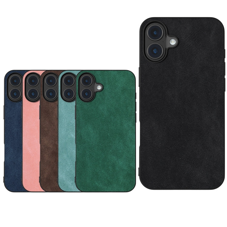 For iPhone 16 Black Frame PU Leather Full Coverage Phone Case(Blue) - iPhone 16 Cases by PMC TechLife | Online Shopping South Africa | PMC TechLife | Buy Now Pay Later Mobicred