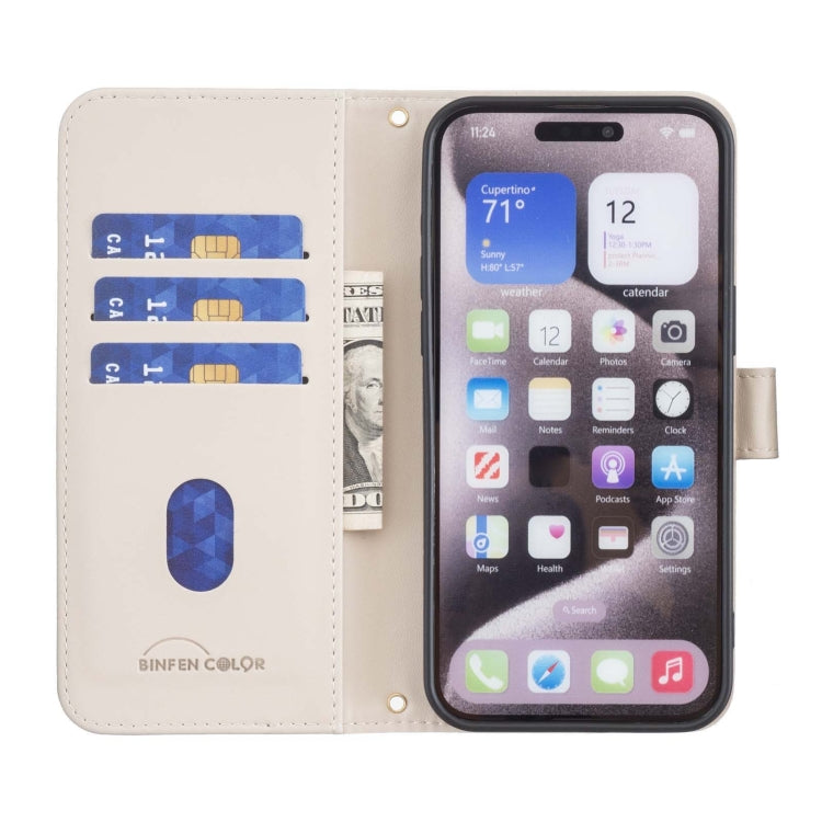 For iPhone 16e Square Texture Leather Phone Case(Beige) - iPhone 16e Cases by PMC TechLife | Online Shopping South Africa | PMC TechLife | Buy Now Pay Later Mobicred