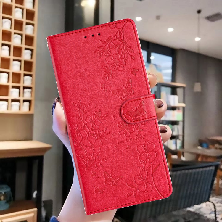 For Blackview A55 Pro Butterflies and Flowers Leather Phone Case(Red) - More Brand by PMC TechLife | Online Shopping South Africa | PMC TechLife | Buy Now Pay Later Mobicred