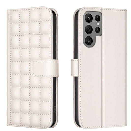 For Samsung Galaxy S25 Ultra 5G Square Texture Leather Phone Case(Beige) - Galaxy S25 Ultra 5G Cases by PMC Jewellery | Online Shopping South Africa | PMC Jewellery | Buy Now Pay Later Mobicred