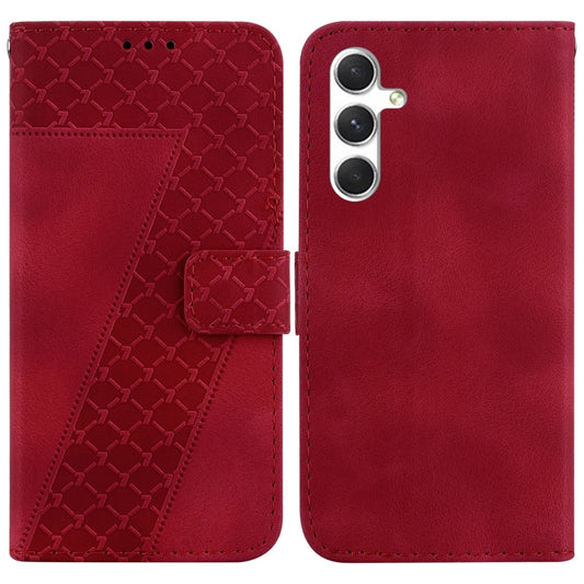 For Samsung Galaxy S25 5G Seven-shaped Embossed Leather Phone Case(Red) - Galaxy S25 5G Cases by PMC Jewellery | Online Shopping South Africa | PMC Jewellery | Buy Now Pay Later Mobicred