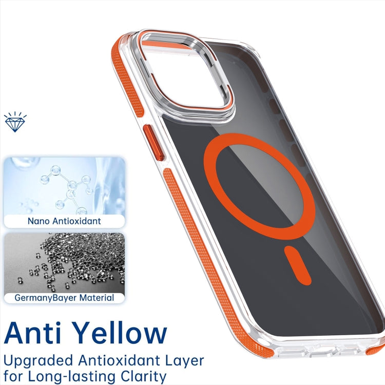 For iPhone 16 Pro Max Magsafe Dual-Color Transparent Black Lens Holder Phone Case(Orange) - iPhone 16 Pro Max Cases by PMC Jewellery | Online Shopping South Africa | PMC Jewellery | Buy Now Pay Later Mobicred