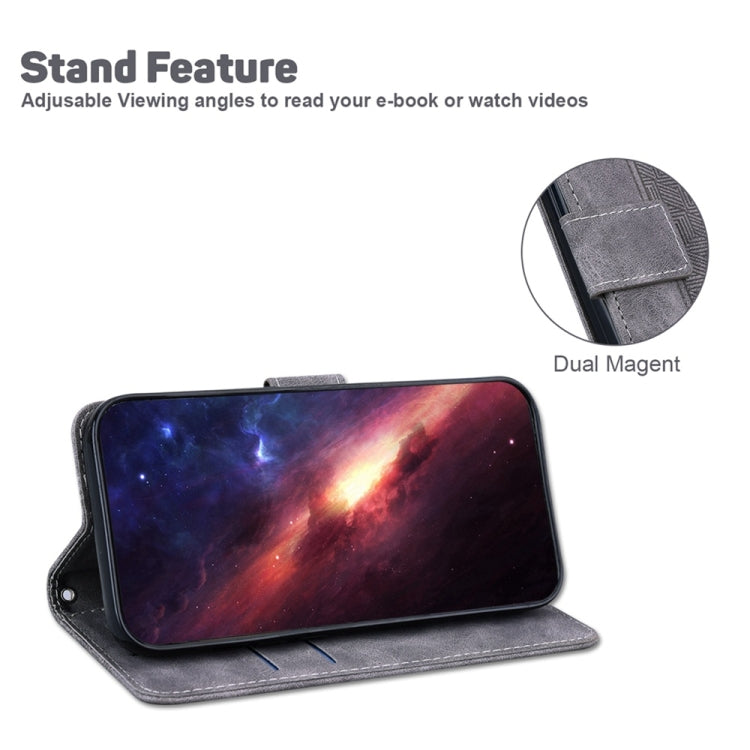 For Samsung Galaxy S25+ 5G Geometric Embossed Leather Phone Case(Grey) - Galaxy S25+ 5G Cases by PMC Jewellery | Online Shopping South Africa | PMC Jewellery | Buy Now Pay Later Mobicred