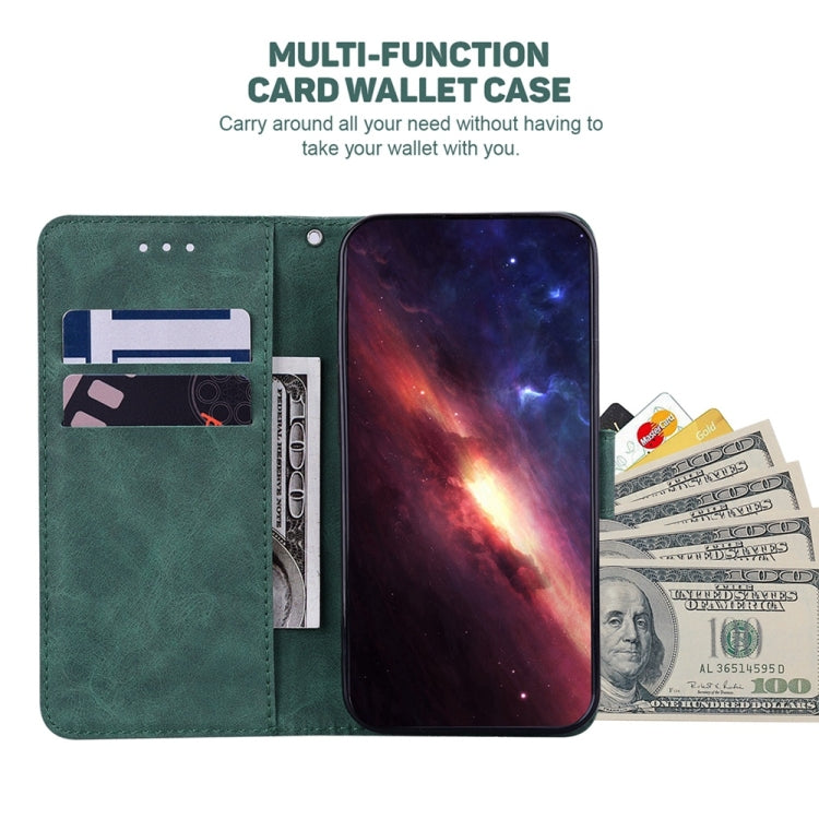 For Samsung Galaxy S25+ 5G Geometric Embossed Leather Phone Case(Green) - Galaxy S25+ 5G Cases by PMC Jewellery | Online Shopping South Africa | PMC Jewellery | Buy Now Pay Later Mobicred