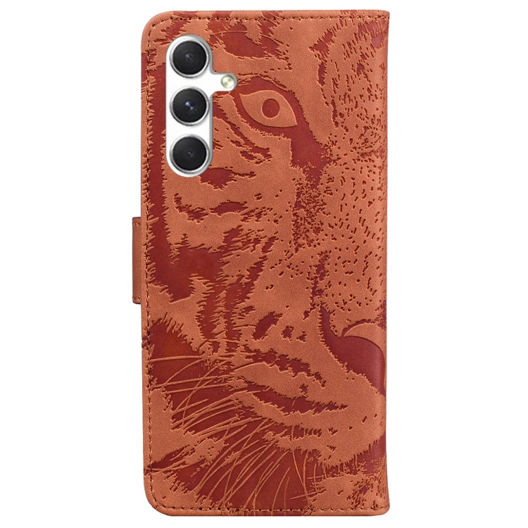 For Samsung Galaxy S25 5G Tiger Embossing Pattern Flip Leather Phone Case(Brown) - Galaxy S25 5G Cases by PMC Jewellery | Online Shopping South Africa | PMC Jewellery | Buy Now Pay Later Mobicred