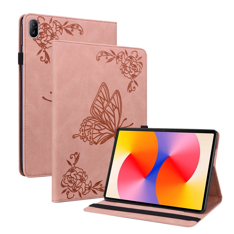 For Huawei MatePad SE 11 2024 Butterfly Flower Embossed Leather Tablet Case(Rose Gold) - Huawei by PMC Jewellery | Online Shopping South Africa | PMC Jewellery | Buy Now Pay Later Mobicred