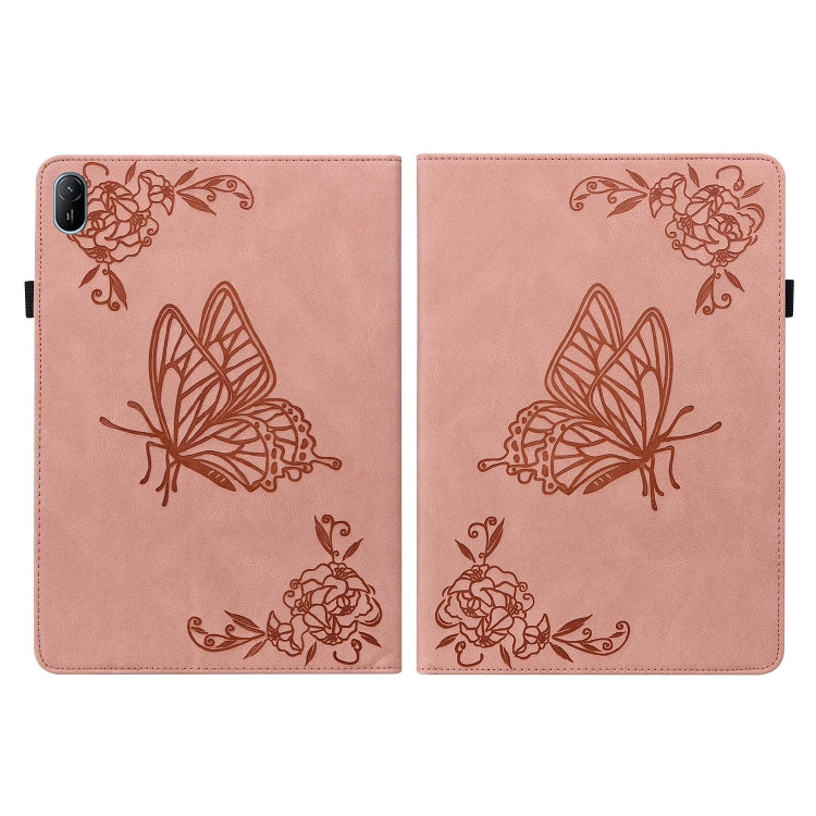 For Huawei MatePad SE 11 2024 Butterfly Flower Embossed Leather Tablet Case(Rose Gold) - Huawei by PMC Jewellery | Online Shopping South Africa | PMC Jewellery | Buy Now Pay Later Mobicred