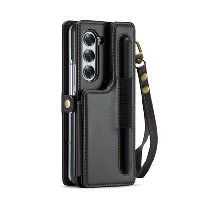 For Samsung Galaxy Z Fold6 5G CaseMe C22 PC+TPU Business Style RFID Anti-theft Lanyard Leather Phone Case with Pen Slot(Black) - Galaxy Z Fold6 5G Cases by CaseMe | Online Shopping South Africa | PMC Jewellery | Buy Now Pay Later Mobicred