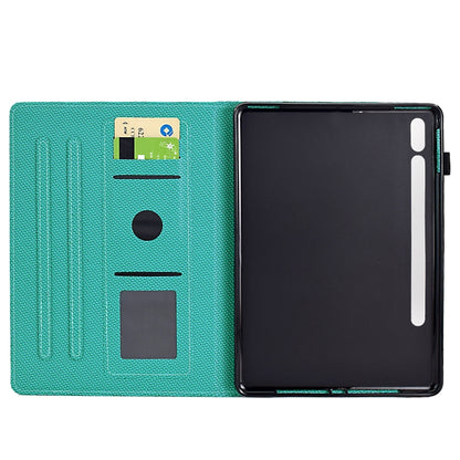 For Samsung Galaxy Tab S9 / S9 FE Solid Color Fiber Texture Smart Tablet Leather Case(Lake Green) - Galaxy Tab S9 Cases by PMC Jewellery | Online Shopping South Africa | PMC Jewellery | Buy Now Pay Later Mobicred