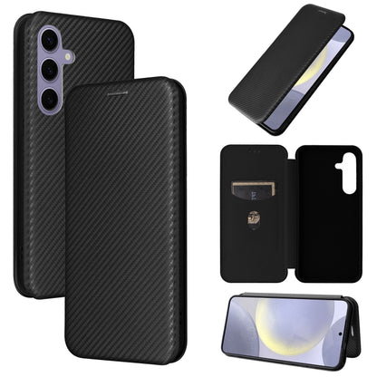 For Samsung Galaxy S25+ 5G Carbon Fiber Texture Flip Leather Phone Case(Black) - Galaxy S25+ 5G Cases by PMC Jewellery | Online Shopping South Africa | PMC Jewellery | Buy Now Pay Later Mobicred