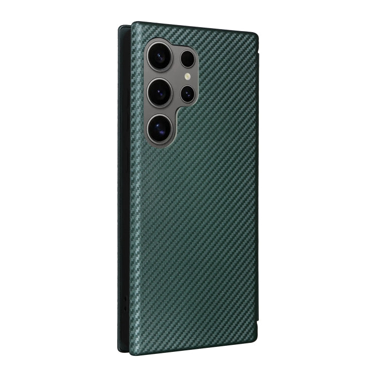 For Samsung Galaxy S25 Ultra 5G Carbon Fiber Texture Flip Leather Phone Case(Green) - Galaxy S25 Ultra 5G Cases by PMC Jewellery | Online Shopping South Africa | PMC Jewellery | Buy Now Pay Later Mobicred