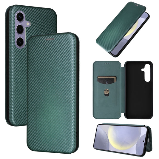 For Samsung Galaxy S25 5G Carbon Fiber Texture Flip Leather Phone Case(Green) - Galaxy S25 5G Cases by PMC Jewellery | Online Shopping South Africa | PMC Jewellery | Buy Now Pay Later Mobicred