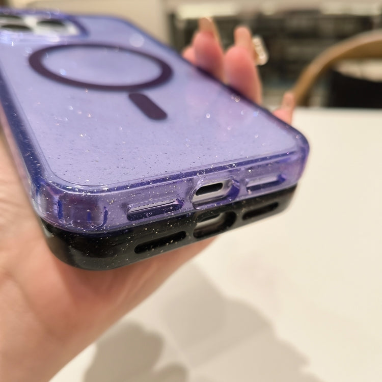 For iPhone 16 Glitter Powder TPU Hybrid PC MagSafe Phone Case(Translucent) - iPhone 16 Cases by PMC TechLife | Online Shopping South Africa | PMC TechLife | Buy Now Pay Later Mobicred