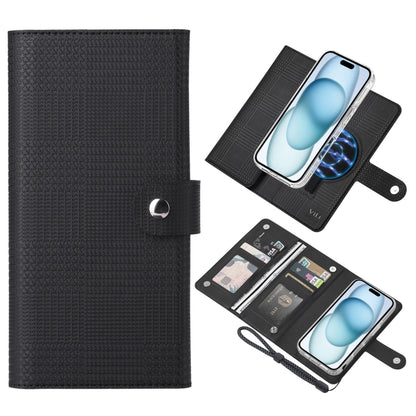 For iPhone 15 ViLi GHA-C Series RFID MagSafe Magnetic Flip Leather Phone Case(Black) - iPhone 15 Cases by ViLi | Online Shopping South Africa | PMC Jewellery | Buy Now Pay Later Mobicred