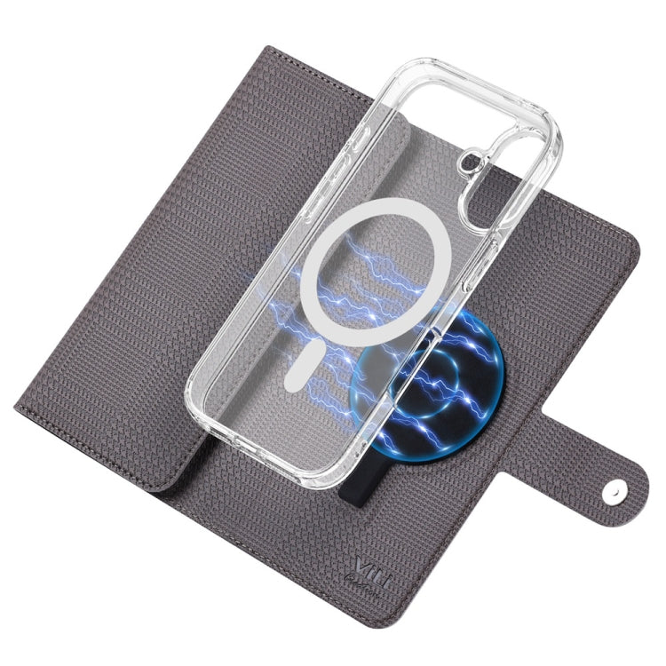 For iPhone 15 Pro ViLi GHA-C Series RFID MagSafe Magnetic Flip Leather Phone Case(Grey) - free shipping - PMC Jewellery - Order now!
