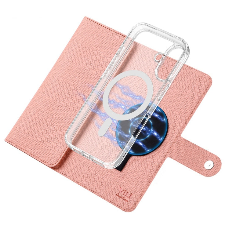 For iPhone 15 Pro ViLi GHA-C Series RFID MagSafe Magnetic Flip Leather Phone Case(Pink) - iPhone 15 Pro Cases by ViLi | Online Shopping South Africa | PMC Jewellery | Buy Now Pay Later Mobicred