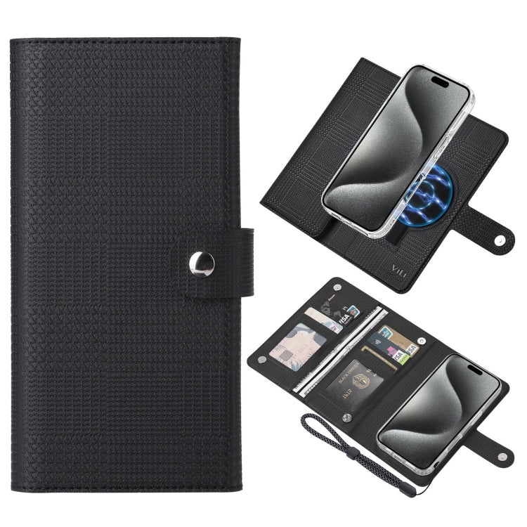 For iPhone 15 Pro ViLi GHA-C Series RFID MagSafe Magnetic Flip Leather Phone Case(Black) - iPhone 15 Pro Cases by ViLi | Online Shopping South Africa | PMC Jewellery | Buy Now Pay Later Mobicred