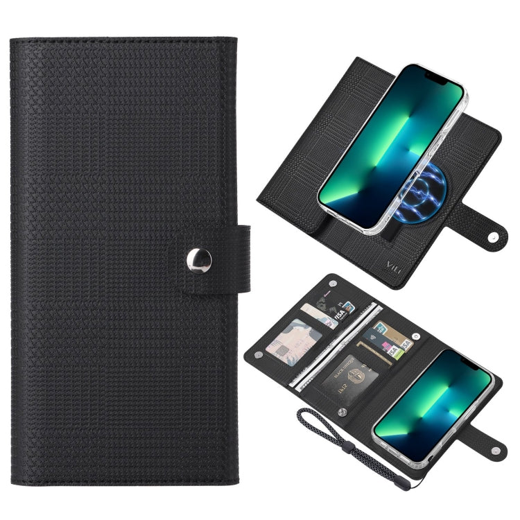 For iPhone 13 Pro Max ViLi GHA-C Series RFID MagSafe Magnetic Flip Leather Phone Case(Black) - free shipping - PMC Jewellery - Order now!