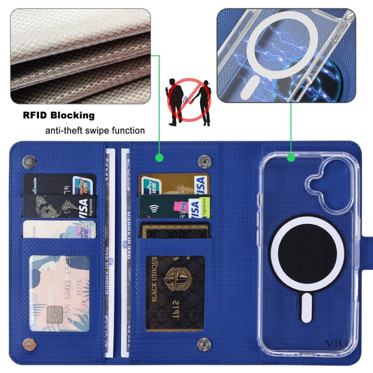 For iPhone 13 Pro Max ViLi GHA-C Series RFID MagSafe Magnetic Flip Leather Phone Case(Blue) - free shipping - PMC Jewellery - Order now!