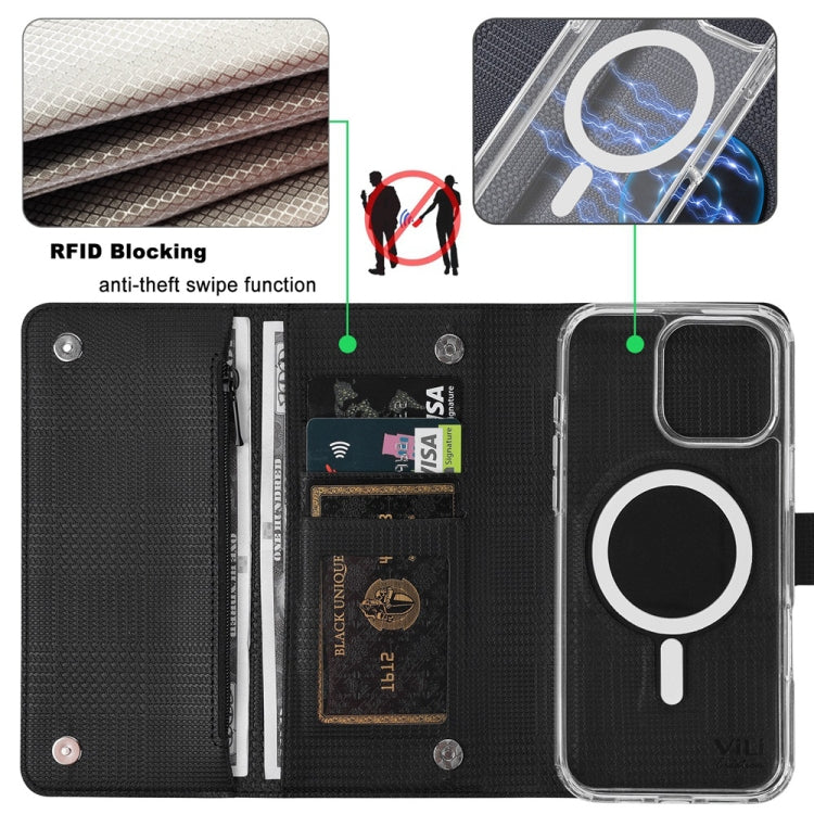 For iPhone 16 Pro ViLi GHB-C Series RFID MagSafe Magnetic Flip Leather Phone Case(Black) - iPhone 16 Pro Cases by ViLi | Online Shopping South Africa | PMC Jewellery | Buy Now Pay Later Mobicred