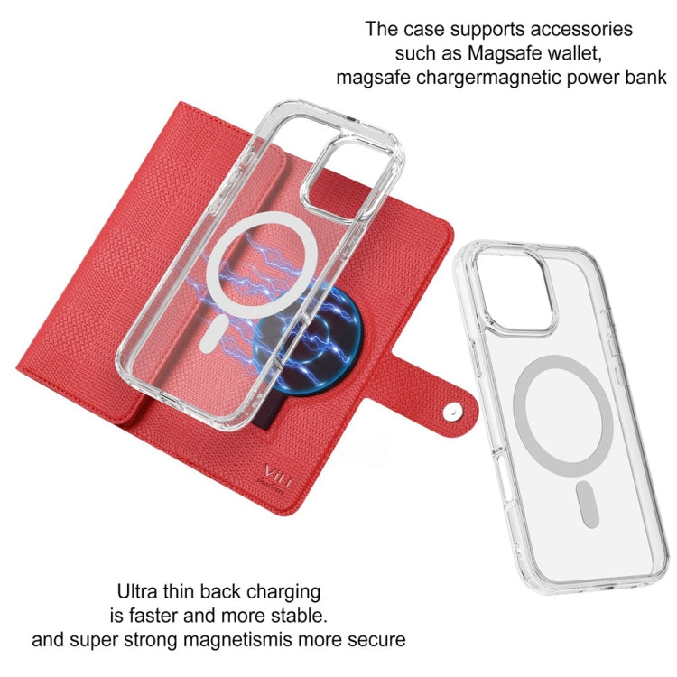 For iPhone 16 Pro ViLi GHB-C Series RFID MagSafe Magnetic Flip Leather Phone Case(Red) - iPhone 16 Pro Cases by ViLi | Online Shopping South Africa | PMC TechLife | Buy Now Pay Later Mobicred