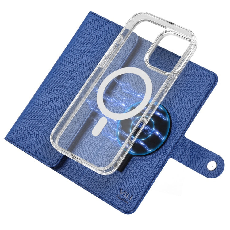 For iPhone 15 Plus ViLi GHB-C Series RFID MagSafe Magnetic Flip Leather Phone Case(Blue) - iPhone 15 Plus Cases by ViLi | Online Shopping South Africa | PMC Jewellery | Buy Now Pay Later Mobicred