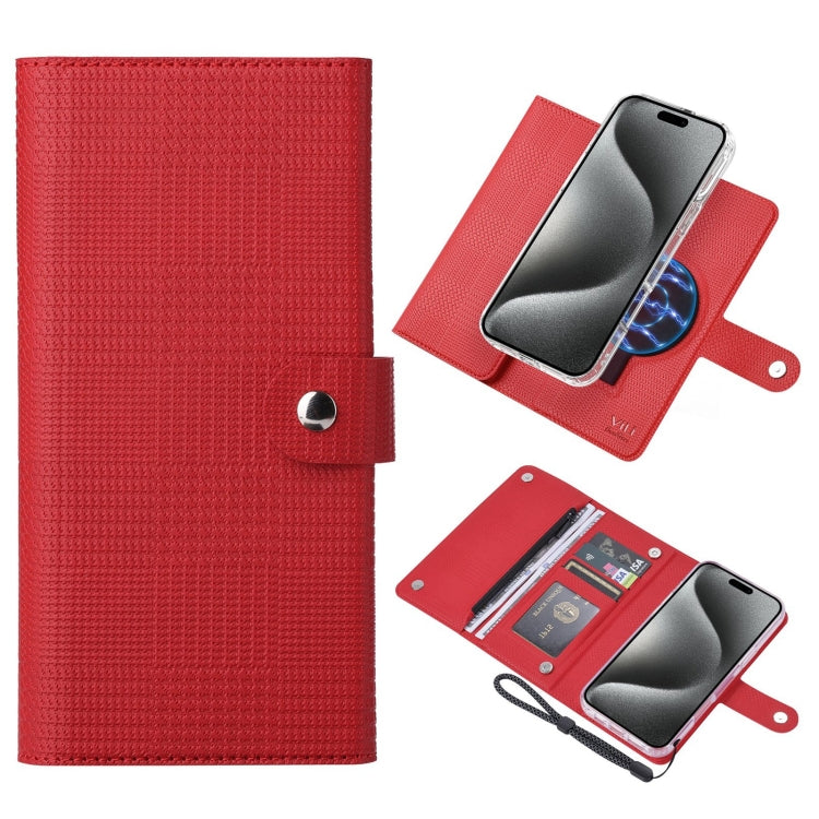 For iPhone 15 Pro ViLi GHB-C Series RFID MagSafe Magnetic Flip Leather Phone Case(Red) - iPhone 15 Pro Cases by ViLi | Online Shopping South Africa | PMC Jewellery | Buy Now Pay Later Mobicred