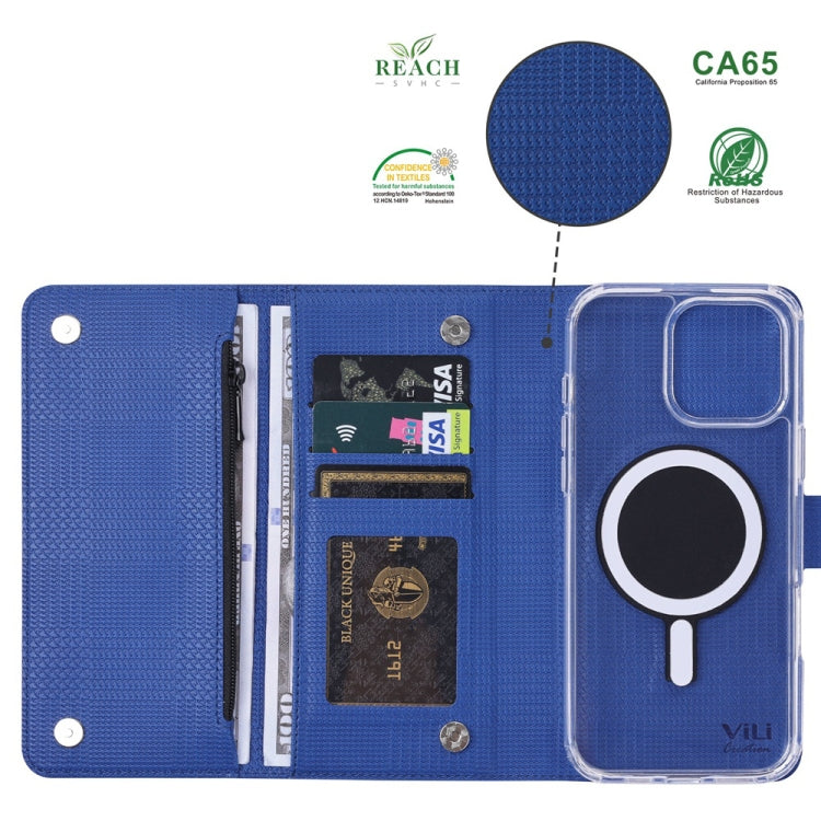 For iPhone 14 ViLi GHB-C Series RFID MagSafe Magnetic Flip Leather Phone Case(Blue) - iPhone 14 Cases by ViLi | Online Shopping South Africa | PMC Jewellery | Buy Now Pay Later Mobicred