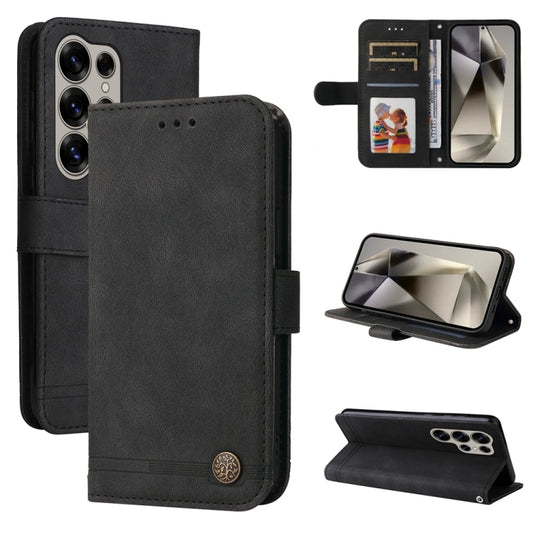 For Samsung Galaxy S25 Ultra 5G Skin Feel Life Tree Metal Button Leather Phone Case(Black) - Galaxy S25 Ultra 5G Cases by PMC Jewellery | Online Shopping South Africa | PMC Jewellery | Buy Now Pay Later Mobicred