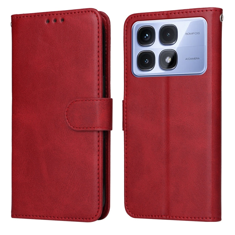 For Redmi K70 Ultra Classic Calf Texture Flip Leather Phone Case(Red) - Xiaomi Cases by PMC Jewellery | Online Shopping South Africa | PMC Jewellery | Buy Now Pay Later Mobicred