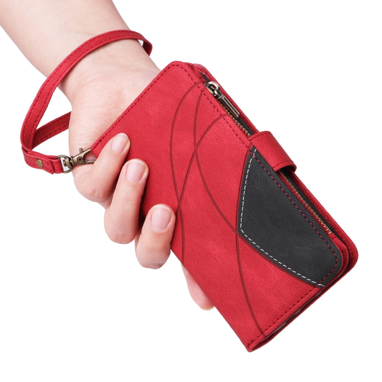 For iPhone 16e Dual-color 9 Card Slots Zipper Wallet Leather Phone Case(Red) - iPhone 16e Cases by PMC TechLife | Online Shopping South Africa | PMC TechLife | Buy Now Pay Later Mobicred