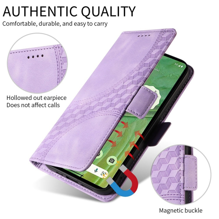 For Samsung Galaxy S25 5G Embossed Rhombus Starry Leather Phone Case(Purple) - Galaxy S25 5G Cases by PMC Jewellery | Online Shopping South Africa | PMC Jewellery | Buy Now Pay Later Mobicred