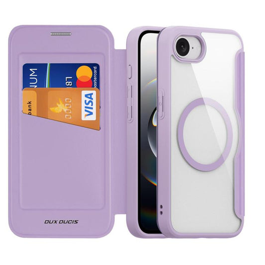 For iPhone 16e DUX DUCIS Skin X Pro Series MagSafe Ring Holder Leather Phone Case(Purple) - iPhone 16e Cases by DUX DUCIS | Online Shopping South Africa | PMC Jewellery | Buy Now Pay Later Mobicred