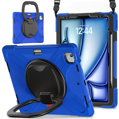 For iPad Air 13 2024 Silicone Hybrid PC Tablet Case with Holder & Shoulder Strap(Blue) - iPad Air 13 2024 Cases by PMC Jewellery | Online Shopping South Africa | PMC Jewellery | Buy Now Pay Later Mobicred