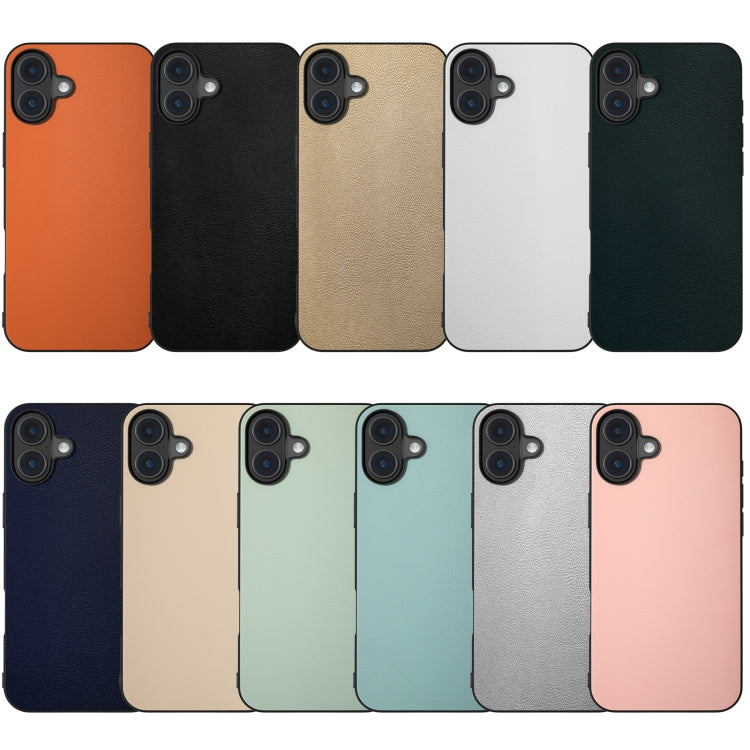 For iPhone 16 PU Leather Black Frame Full Coverage Phone Case(Black) - iPhone 16 Cases by PMC TechLife | Online Shopping South Africa | PMC TechLife | Buy Now Pay Later Mobicred